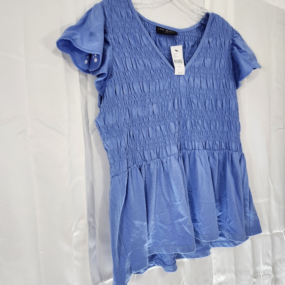 Lane Bryant Size 14/16 Blue Smocked Women's Top - Picture 2 of 12
